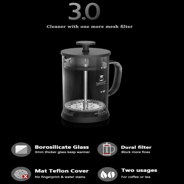 TIME MORE FRENCH PRESS 3.0 DUAL FILTER MESH